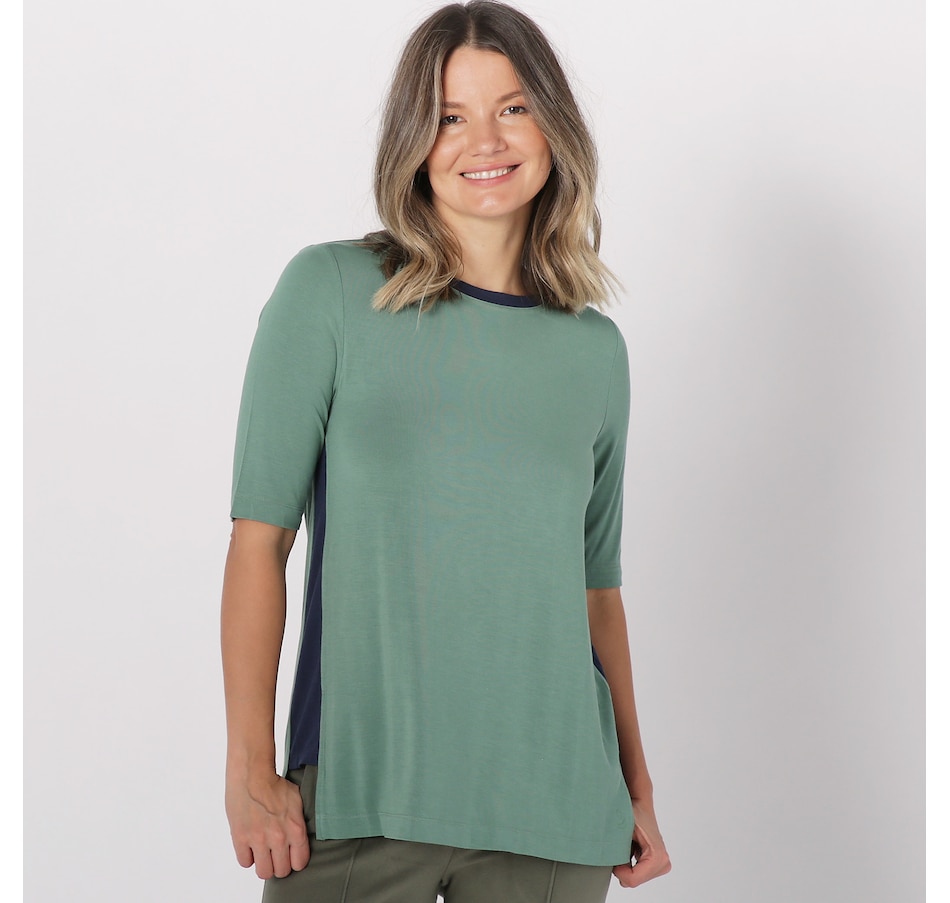 Clothing & Shoes - Tops - T-Shirts & Tops - Cuddl Duds Flexwear Asymmetric  Hem Top - Online Shopping for Canadians