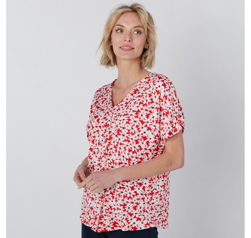 Image 220466_ALTMORE1.jpg, Product 220-466 / Price $24.33, Kim & Co Brazil Knit Short Sleeve Button Detail Shirt from Kim & Co. on TSC.ca's Fashion department