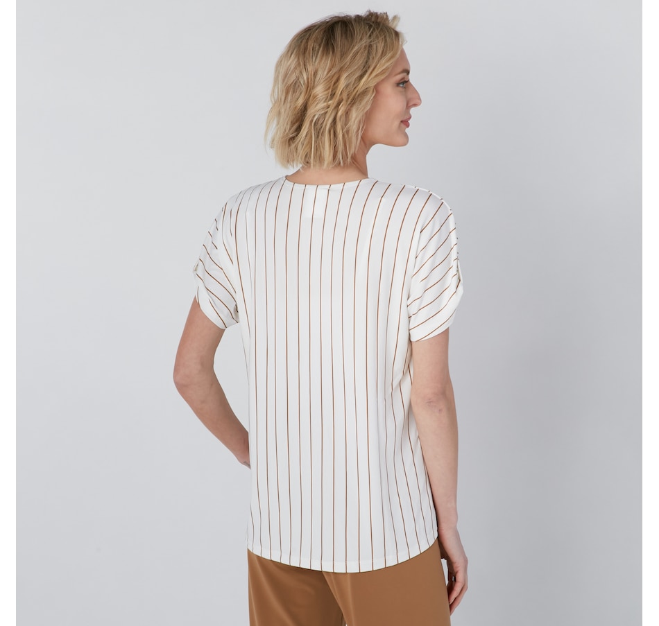 Image 220466_ALTMORE3.jpg, Product 220-466 / Price $24.33, Kim & Co Brazil Knit Short Sleeve Button Detail Shirt from Kim & Co. on TSC.ca's Fashion department