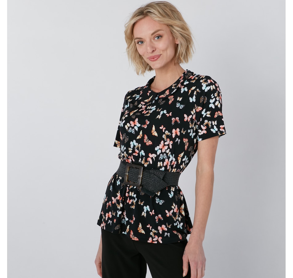 Image 220468_ALTMORE2.jpg, Product 220-468 / Price $24.33, Kim & Co Printed Brazil Knit Peter Pan Collar Cap Sleeve Top from Kim & Co. on TSC.ca's Fashion department