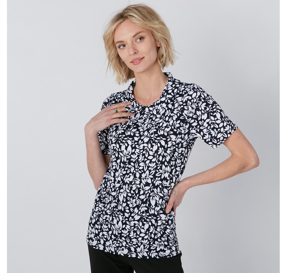 Image 220468_NVWH.jpg, Product 220-468 / Price $24.33, Kim & Co Printed Brazil Knit Peter Pan Collar Cap Sleeve Top from Kim & Co. on TSC.ca's Fashion department