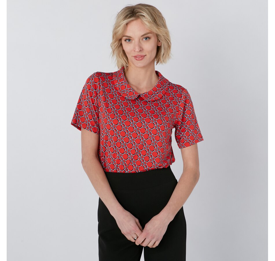 Image 220468_RMU.jpg, Product 220-468 / Price $24.33, Kim & Co Printed Brazil Knit Peter Pan Collar Cap Sleeve Top from Kim & Co. on TSC.ca's Fashion department