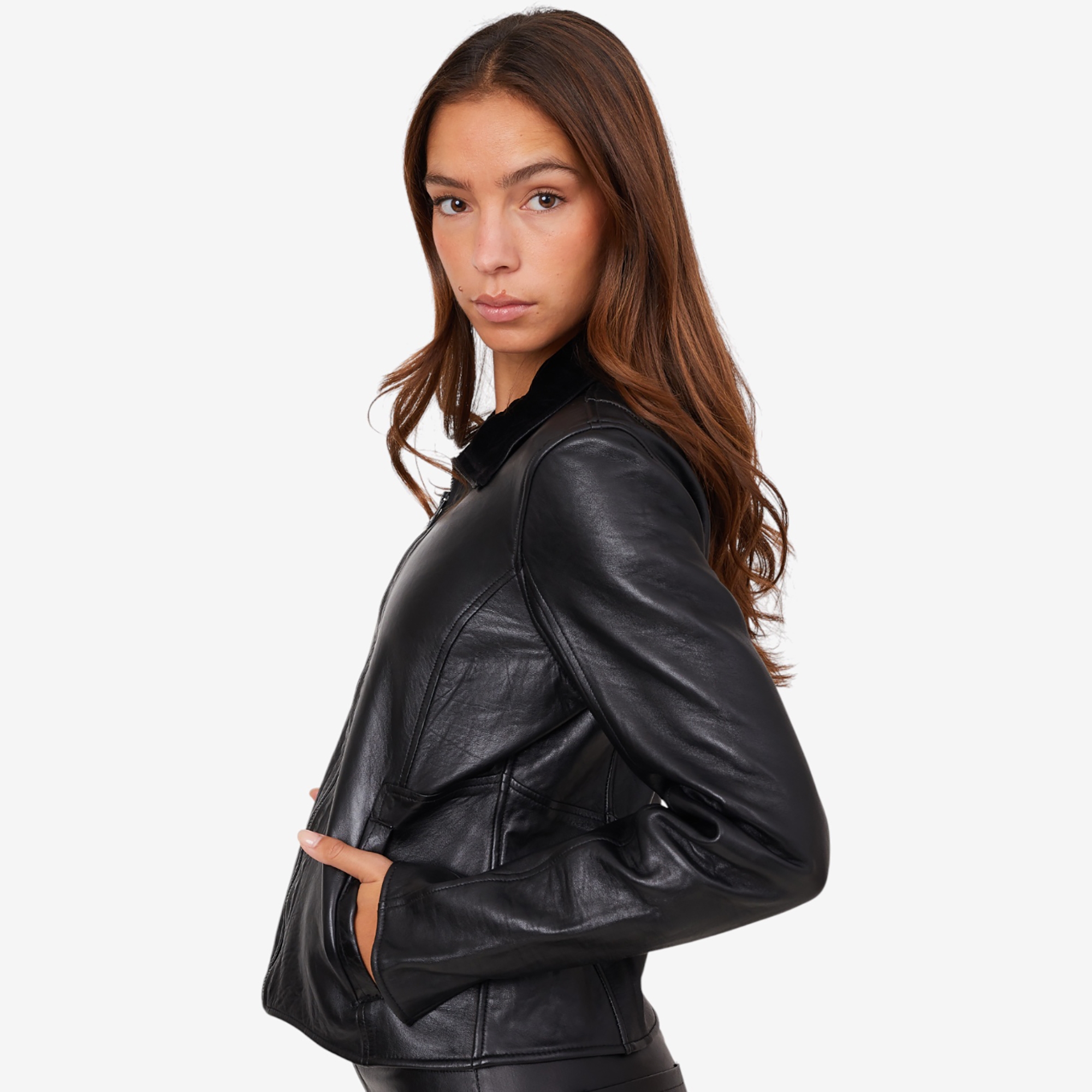 Mauritius Velvet Lined Leather Jacket - TSC.ca