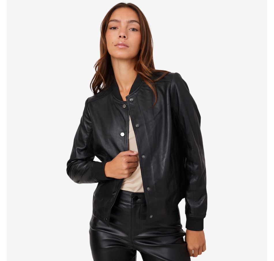 Image 220523_BLK.jpg, Product 220-523 / Price $349.99, Mauritius Yele Snap Button Bomber Jacket from Mauritius on TSC.ca's Fashion department
