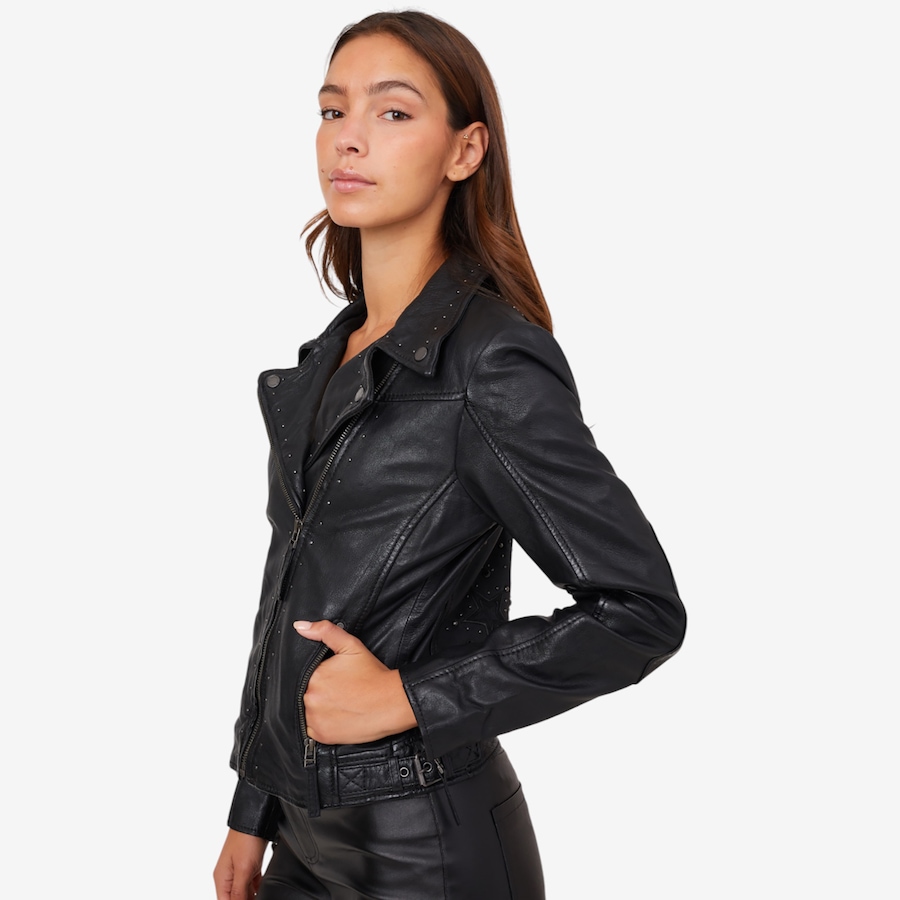 Image 220524_ALTMORE2.jpg, Product 220-524 / Price $389.99, Mauritius Morgan Studded Moto Jacket from Mauritius on TSC.ca's Fashion department