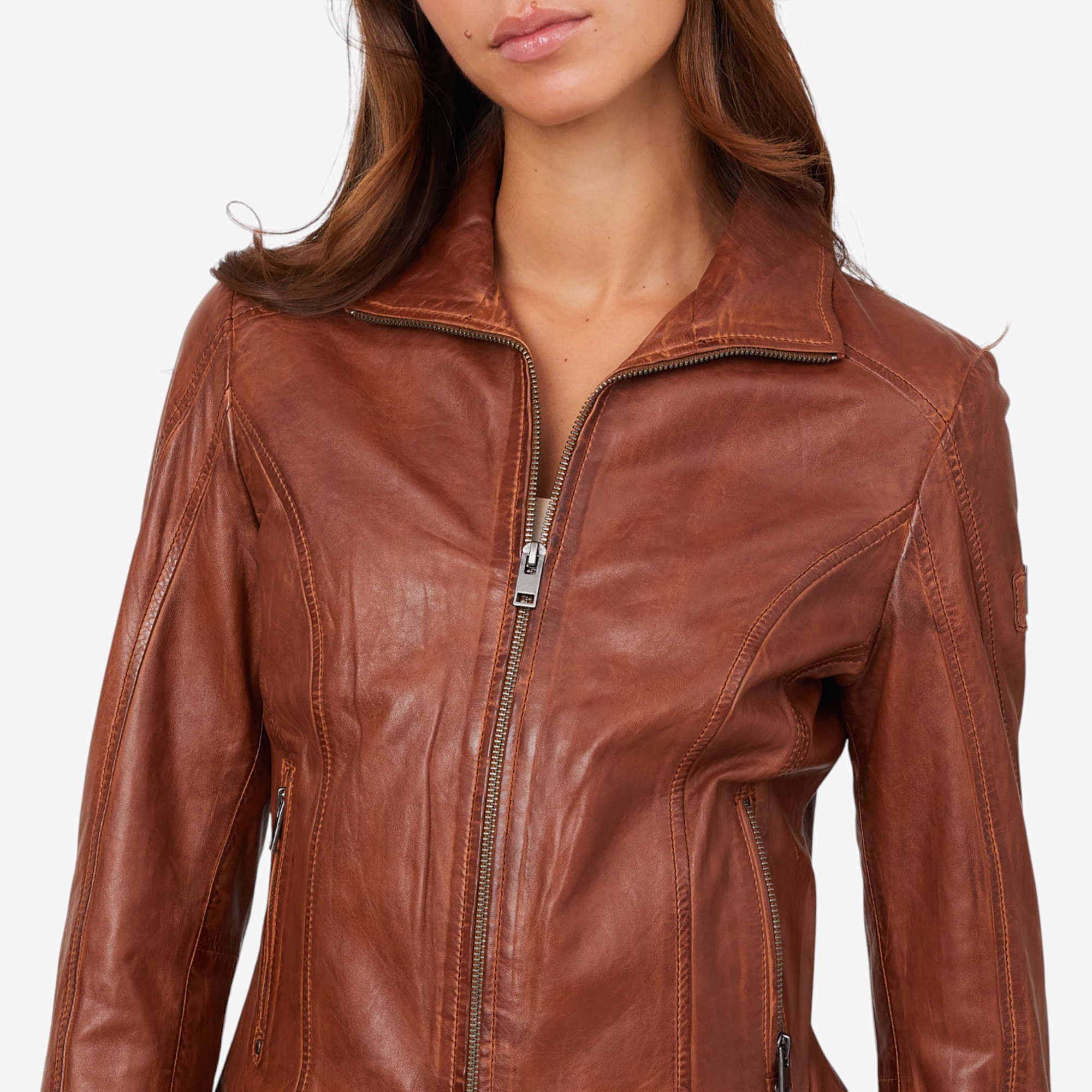 Mauritius Jolah Leather Jacket with Chevron Back Detail - TSC.ca