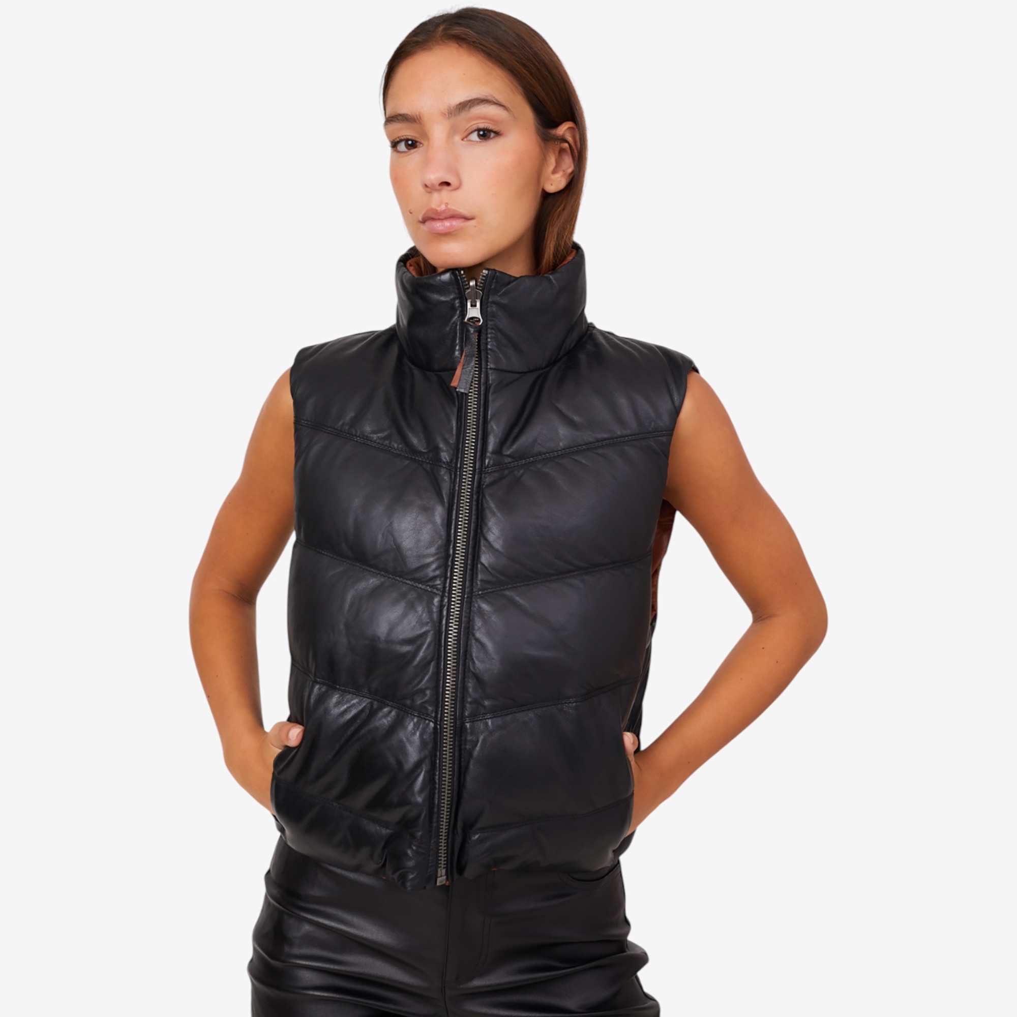 Mauritius Reversible Leather Puffer Vest - TSC.ca