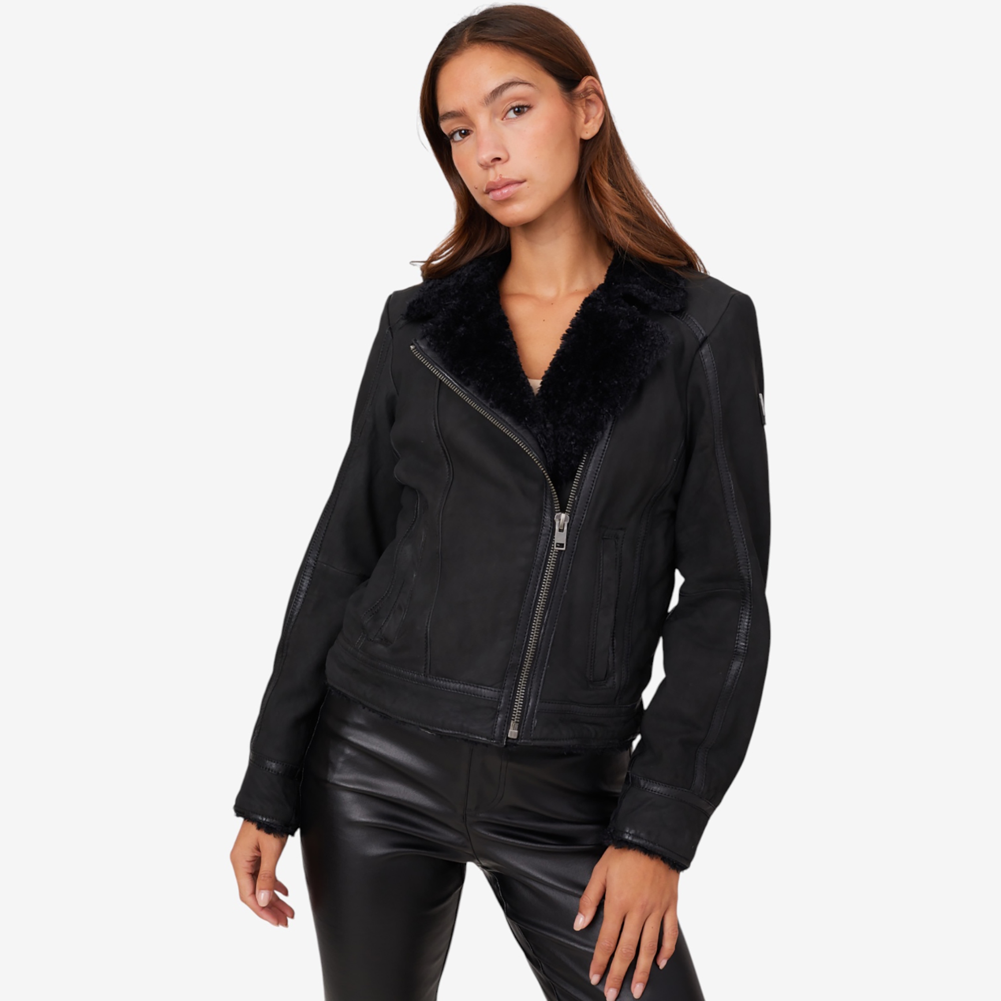 Mauritius Nubuck Teddy Collared Moto - TSC.ca