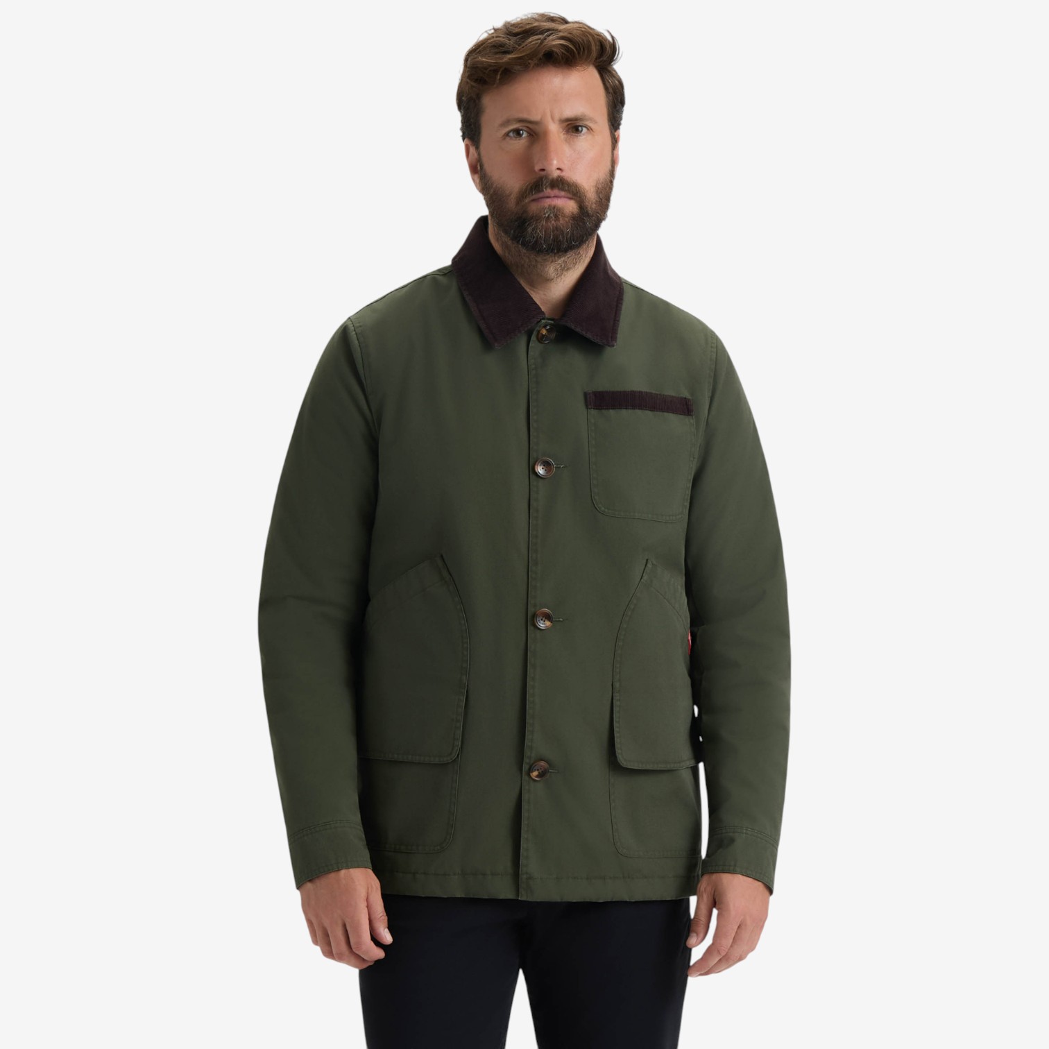 〈6〉COTTON BAFU CORDUROY COLLAR JACKET Corduroy-collar navy jacket | Selected | Shop Men's Raincoats