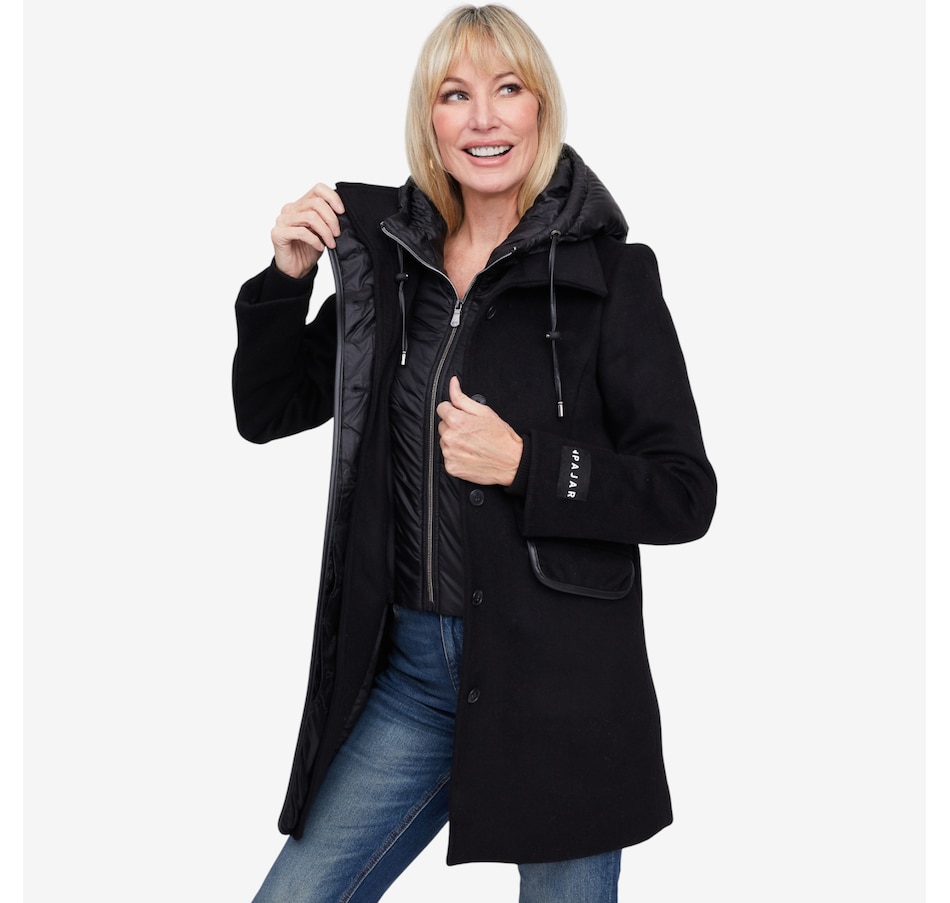 Image 220600_ALTMORE4.jpg, Product 220-600 / Price $449.00, Pajar Celeste Women's Mid Length Wool Coat with Removable Bib from Pajar on TSC.ca's Fashion department