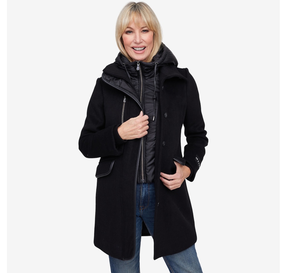 Image 220600_BLK.jpg, Product 220-600 / Price $449.00, Pajar Celeste Women's Mid Length Wool Coat with Removable Bib from Pajar on TSC.ca's Fashion department