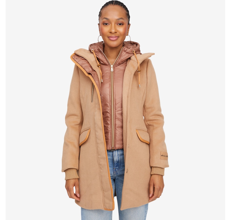 Image 220600_CML.jpg, Product 220-600 / Price $449.00, Pajar Celeste Women's Mid Length Wool Coat with Removable Bib from Pajar on TSC.ca's Fashion department