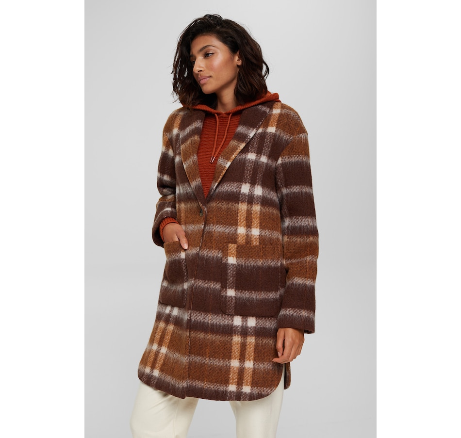 Clothing & Shoes - Jackets & Coats - Coats & Parkas - Esprit Recycled Wool  Check Coat - Online Shopping for Canadians