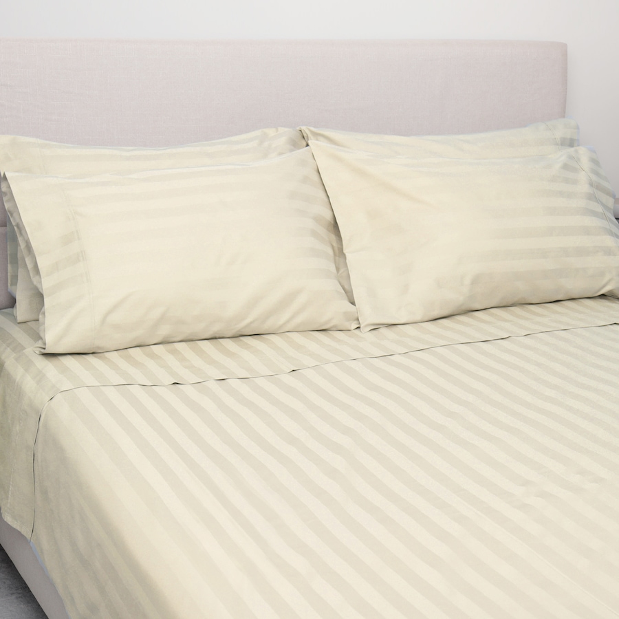 Image 220749_BWNRC.jpg, Product 220-749 / Price $159.99 - $259.99, Home Suite Egyptian Cotton Dobby Stripe 6-Piece Sheet Set from Home Suite on TSC.ca's Home & Garden department