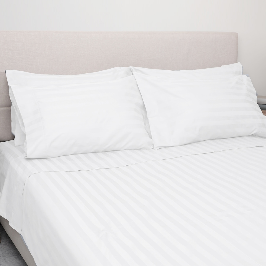 Image 220749_WHT.jpg, Product 220-749 / Price $159.99 - $259.99, Home Suite Egyptian Cotton Dobby Stripe 6-Piece Sheet Set from Home Suite on TSC.ca's Home & Garden department