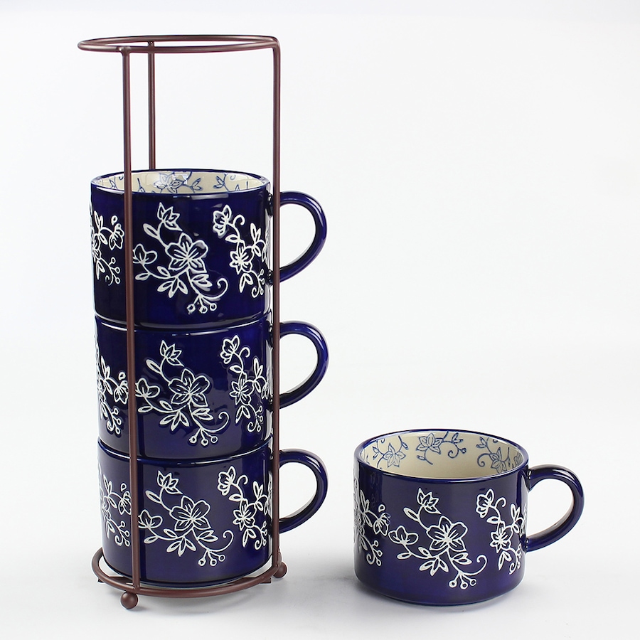 Image 220838_FLBLU.jpg, Product 220-838 / Price $33.88, temp-tations Stackable Mugs (Set of 4) from temp-tations on TSC.ca's Kitchen department