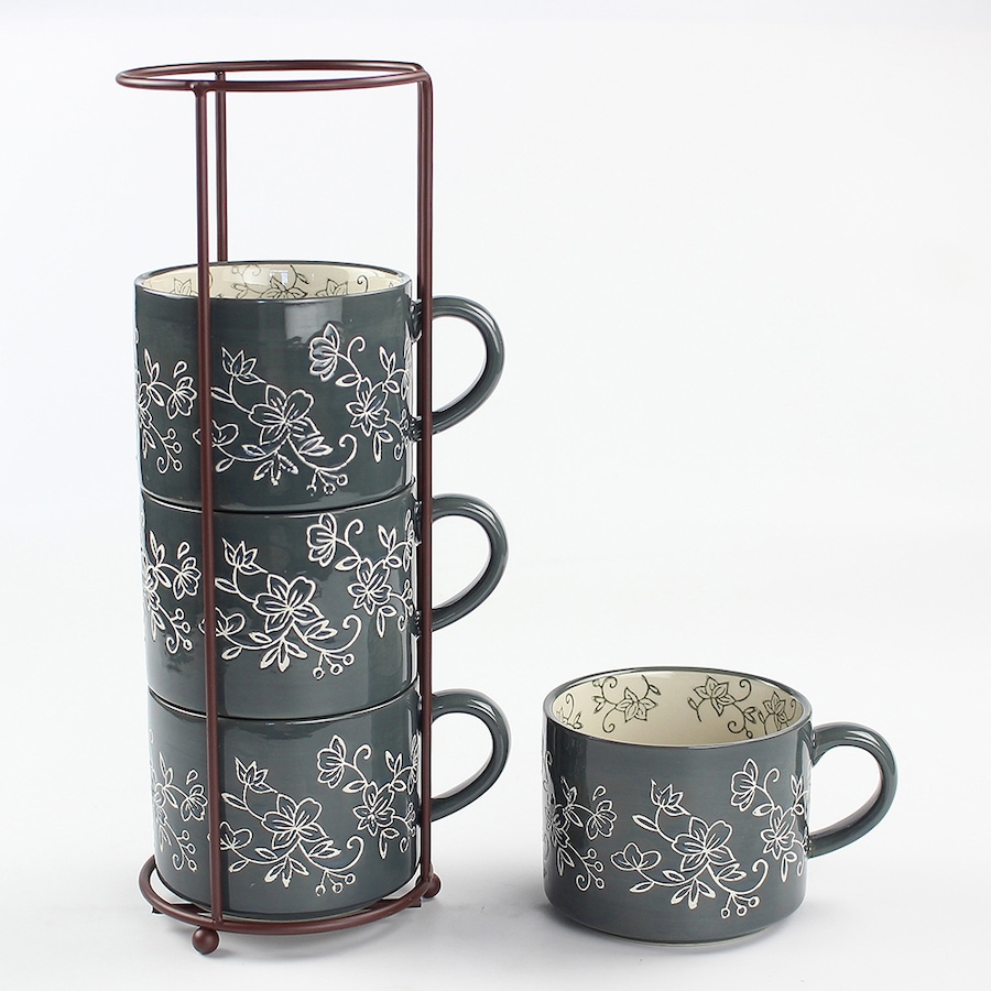 Image 220838_FLLGR.jpg, Product 220-838 / Price $33.88, temp-tations Stackable Mugs (Set of 4) from temp-tations on TSC.ca's Kitchen department