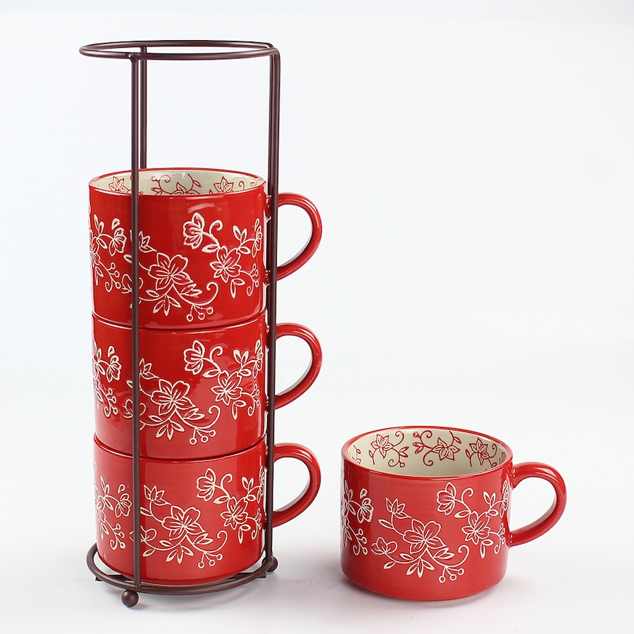 Image 220838_FLRED.jpg, Product 220-838 / Price $33.88, temp-tations Stackable Mugs (Set of 4) from temp-tations on TSC.ca's Kitchen department