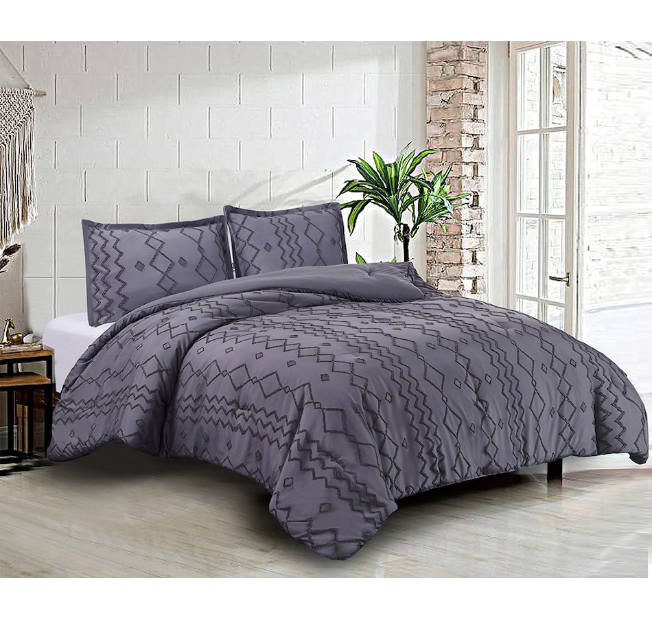 Image 220870_GRY.jpg, Product 220-870 / Price $79.99 - $99.99, HomeSuite Essentials Clipped Jack 3-Piece Comforter Set from HomeSuite Collection on TSC.ca's Home & Garden department