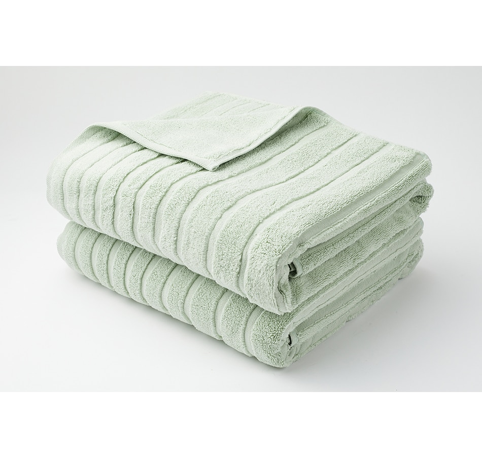Image 221015_GRN.jpg, Product 221-015 / Price $49.99, HomeSuite Luxury 600GSM Zero Twist Cotton Stripe Bath Sheet (2-Pack) from HomeSuite Collection on TSC.ca's Home & Garden department