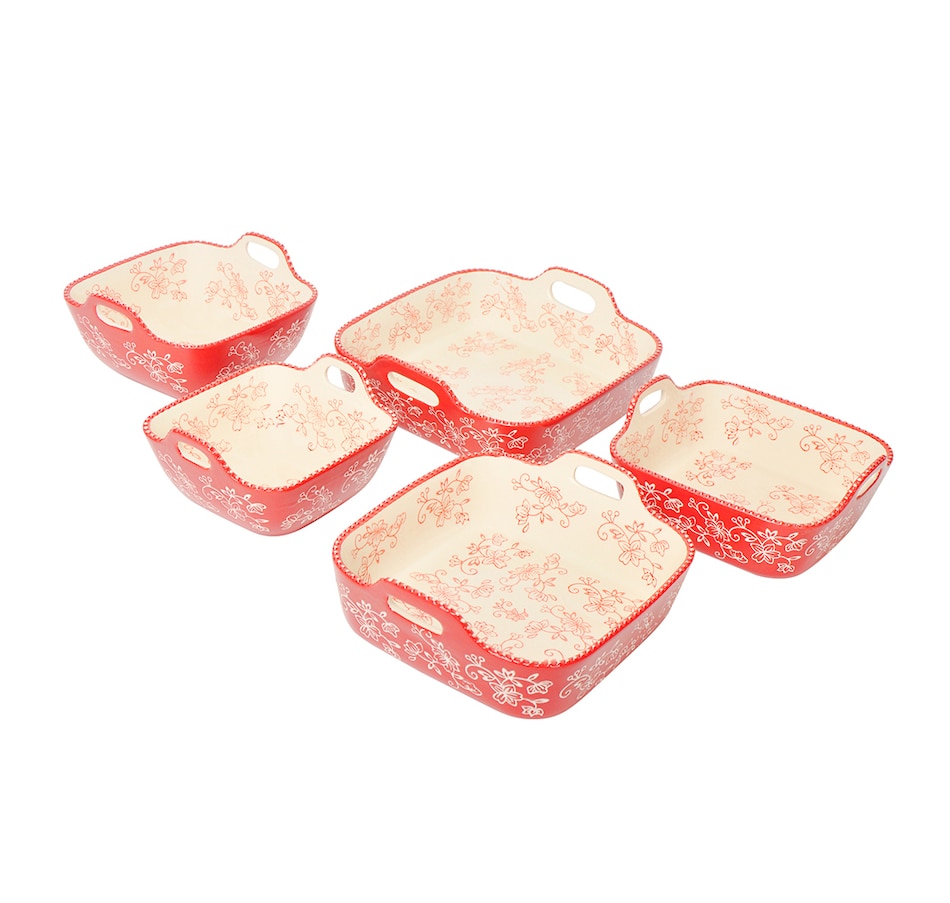 Image 221071_FLRED.jpg, Product 221-071 / Price $119.99, temp-tations 5-Piece Bakeware Set from temp-tations on TSC.ca's Kitchen department
