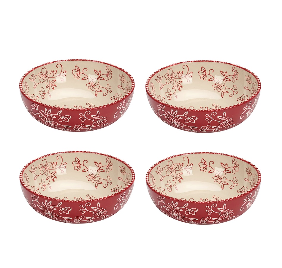 Image 221072_FLRED.jpg, Product 221-072 / Price $19.33, temp-tations Set Of 4 Soup/Cereal Bowls from temp-tations on TSC.ca's Kitchen department