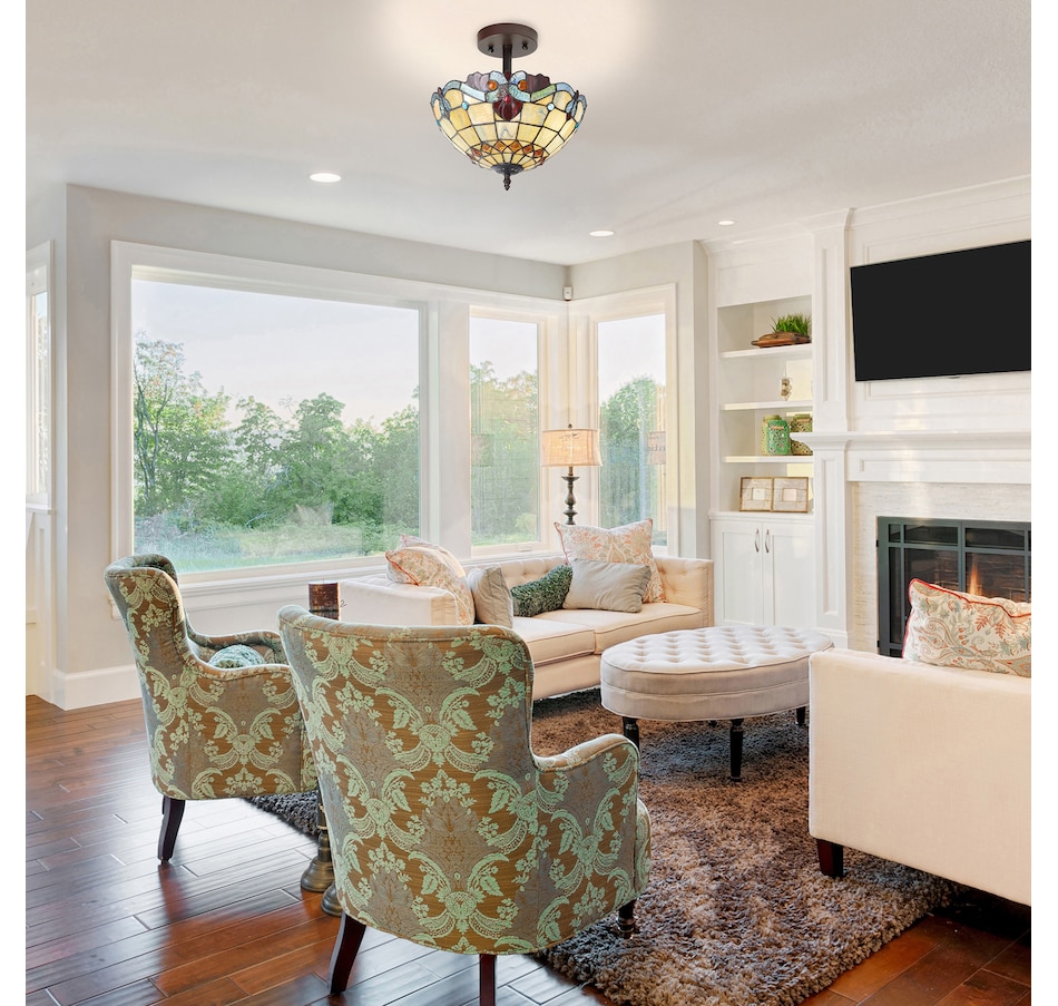 Image 221162_ALTMORE10.jpg, Product 221-162 / Price $249.99, Tiffany Style 13" Amelia Stained Glass Shade Traditional Ceiling Light. from Tiffany Style Lighting on TSC.ca's Home & Garden department