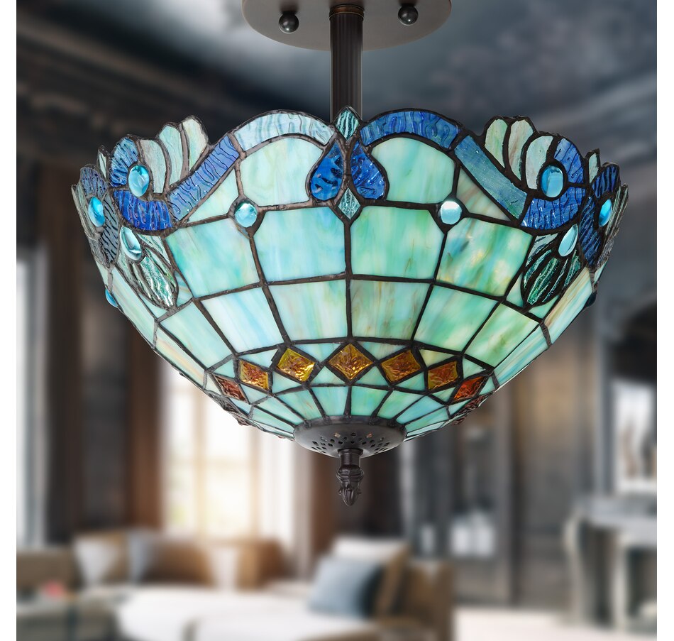 Image 221162_ALTMORE18.jpg, Product 221-162 / Price $249.99, Tiffany Style 13" Amelia Stained Glass Shade Traditional Ceiling Light. from Tiffany Style Lighting on TSC.ca's Home & Garden department