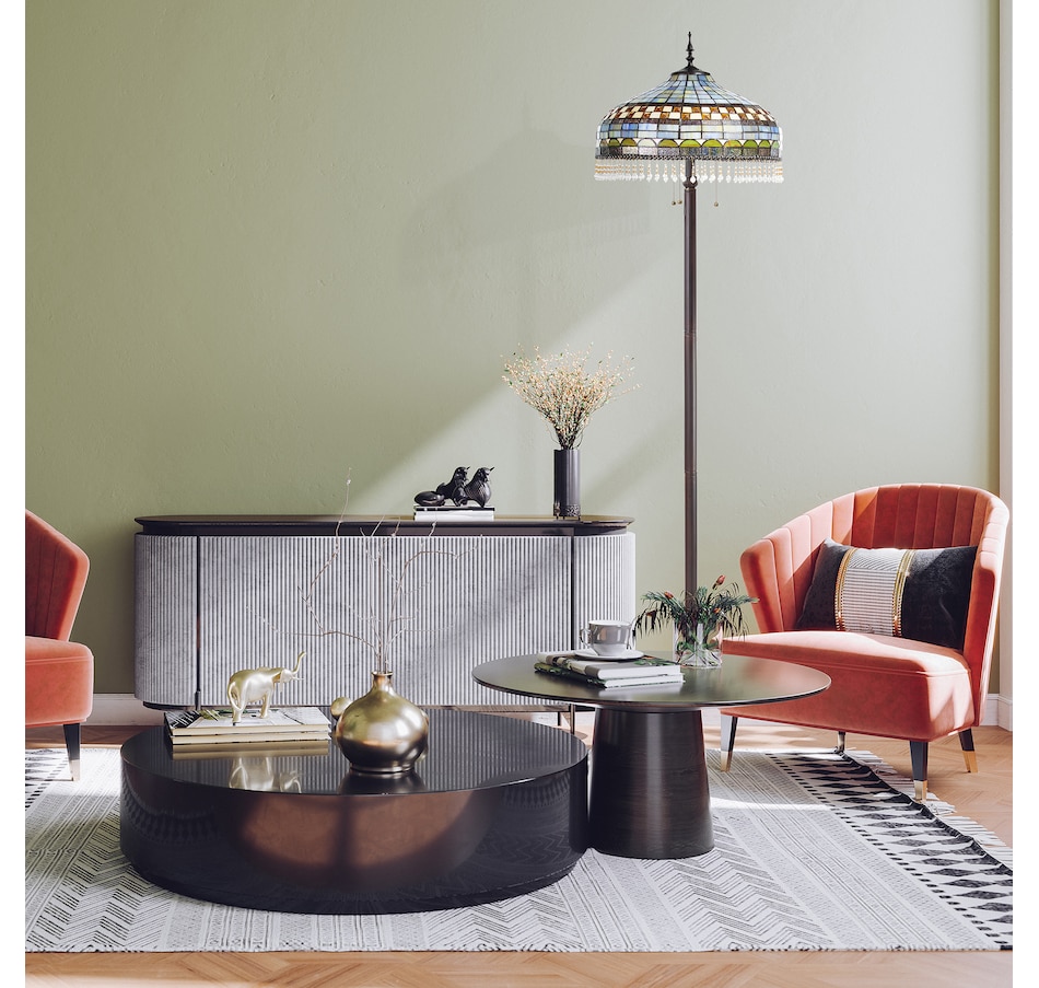 Image 221163_ALTMORE2.jpg, Product 221-163 / Price $401.88, Tiffany Style 64" Veronica Blue Stained Glass Dome Shade Candlestick Floor Lamp from Tiffany Style Lighting on TSC.ca's Home & Garden department