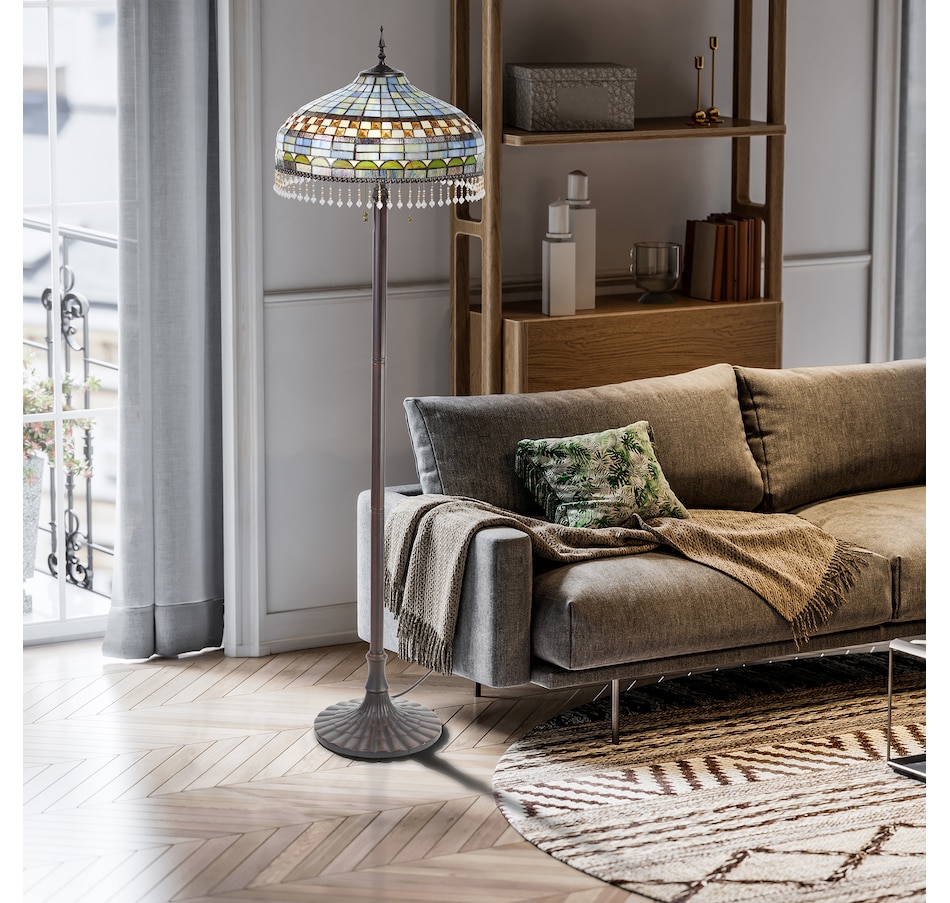 Image 221163_ALTMORE3.jpg, Product 221-163 / Price $401.88, Tiffany Style 64" Veronica Blue Stained Glass Dome Shade Candlestick Floor Lamp from Tiffany Style Lighting on TSC.ca's Home & Garden department