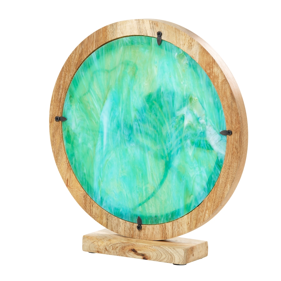 Image 221166_ALTMORE14.jpg, Product 221-166 / Price $59.88, Tiffany Style 14"W Bird Theme Round Decorative Stained Glass and Metal Stand with Wood Frame from Tiffany Style Lighting on TSC.ca's Home & Garden department