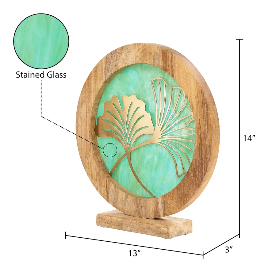 Image 221166_ALTMORE15.jpg, Product 221-166 / Price $59.88, Tiffany Style 14"W Bird Theme Round Decorative Stained Glass and Metal Stand with Wood Frame from Tiffany Style Lighting on TSC.ca's Home & Garden department