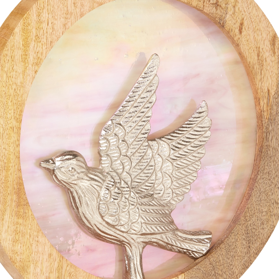Image 221166_ALTMORE3.jpg, Product 221-166 / Price $59.88, Tiffany Style 14"W Bird Theme Round Decorative Stained Glass and Metal Stand with Wood Frame from Tiffany Style Lighting on TSC.ca's Home & Garden department