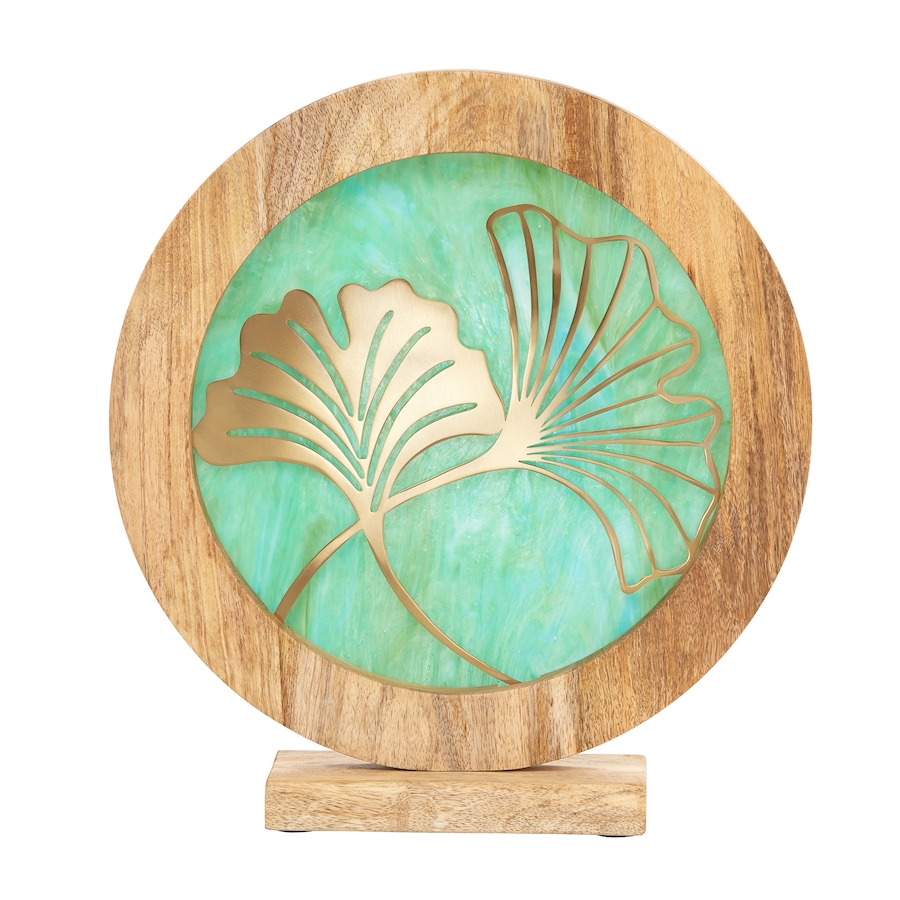 Image 221166_GINLF.jpg, Product 221-166 / Price $59.88, Tiffany Style 14"W Bird Theme Round Decorative Stained Glass and Metal Stand with Wood Frame from Tiffany Style Lighting on TSC.ca's Home & Garden department