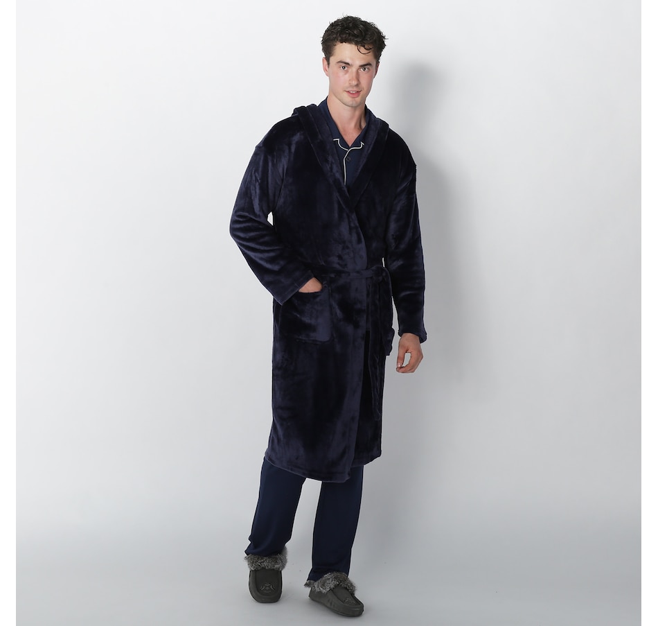 Image 221354_NVY.jpg, Product 221-354 / Price $29.33, Guillaume Men's Micro Mink Hooded Robe from Guillaume on TSC.ca's Fashion department