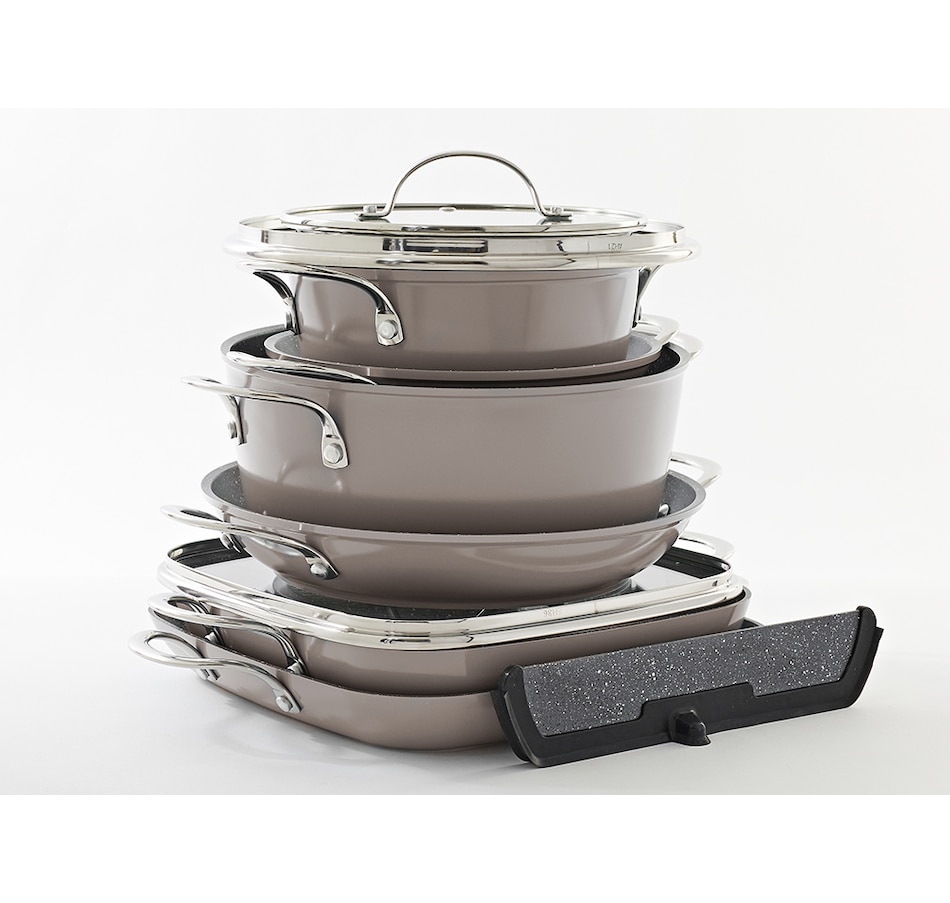 Curtis Stone 10-Piece Dura-Pan Stacking Cookware Set - Blue