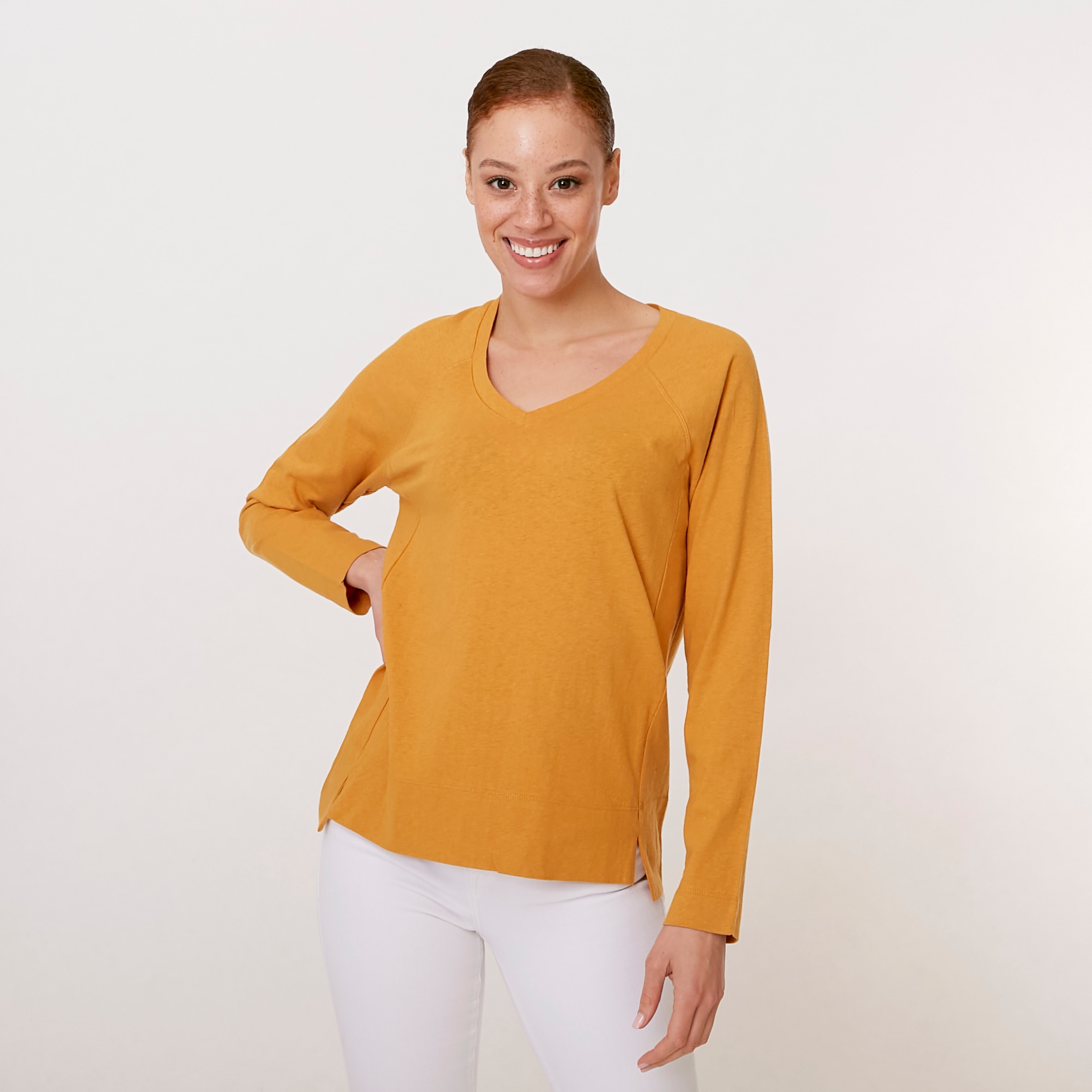 Bellina Linen V-Neck Top