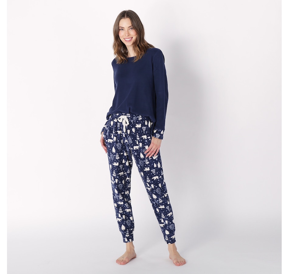 Cuddl Duds Fleecewear with Stretch Pajama Set English Blue – Moda