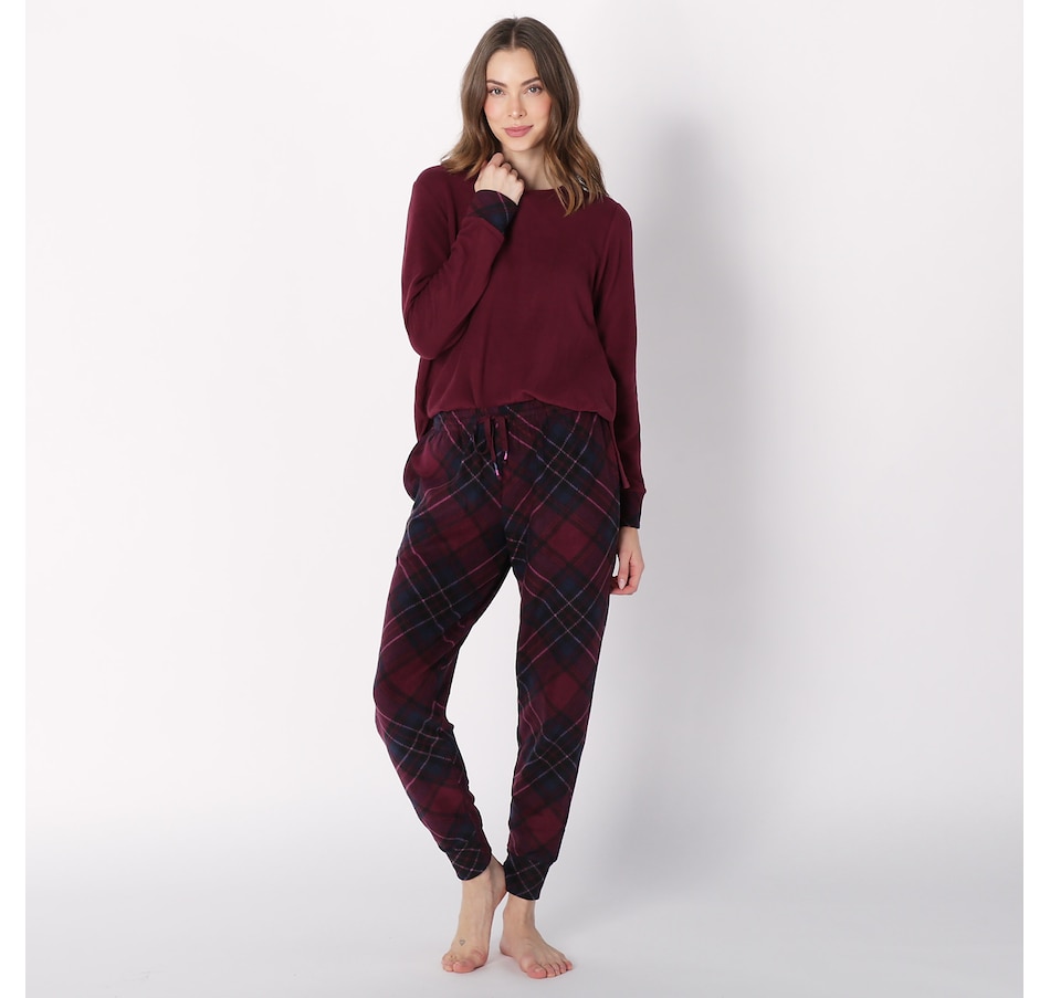 Cuddl Duds Fleecewear Stretch Jogger Pajama Set Red/Fairisle