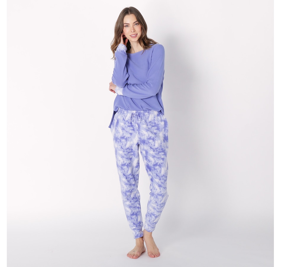 Cuddl Duds Petite Fleecewear with Stretch Pajama Set Violet/Bias