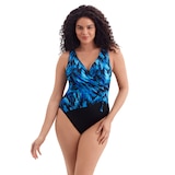 Longitude Shirred Faux Tie Surplice One Piece Bathing Suit