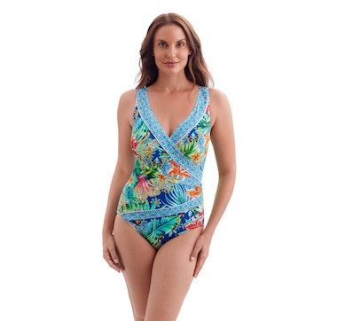 Longitude Piped Side Shirred Surplice Swimsuit