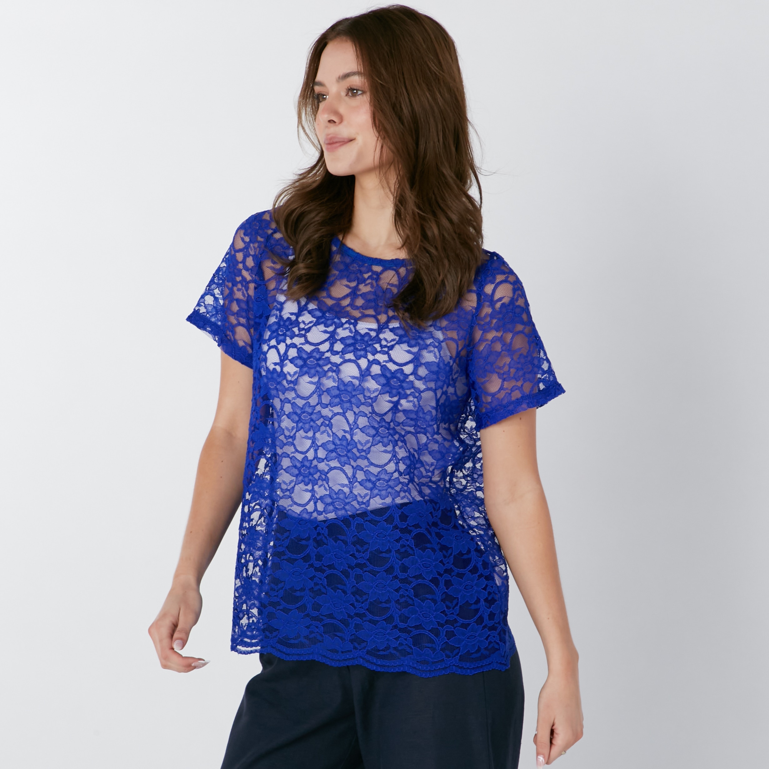 Navy blue lace clearance top