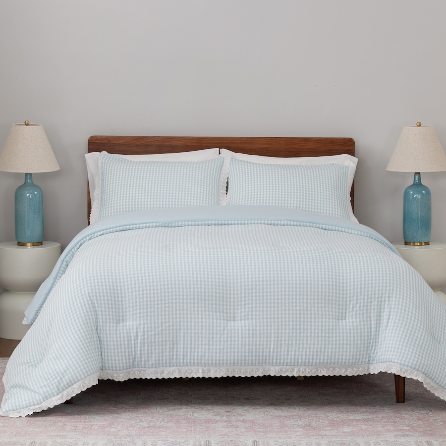 Image 221848_ALTMORE16.jpg, Product 221-848 / Price $89.99 - $159.99, Berkshire Lament Gingham Comforter Set with Lace Trim from Berkshire on TSC.ca's Home & Garden department
