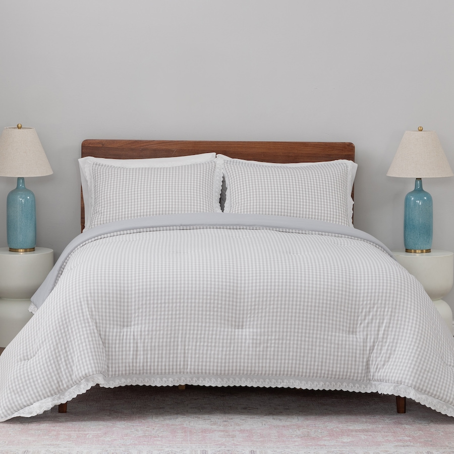 Image 221848_ALTMORE9.jpg, Product 221-848 / Price $89.99 - $159.99, Berkshire Lament Gingham Comforter Set with Lace Trim from Berkshire on TSC.ca's Home & Garden department