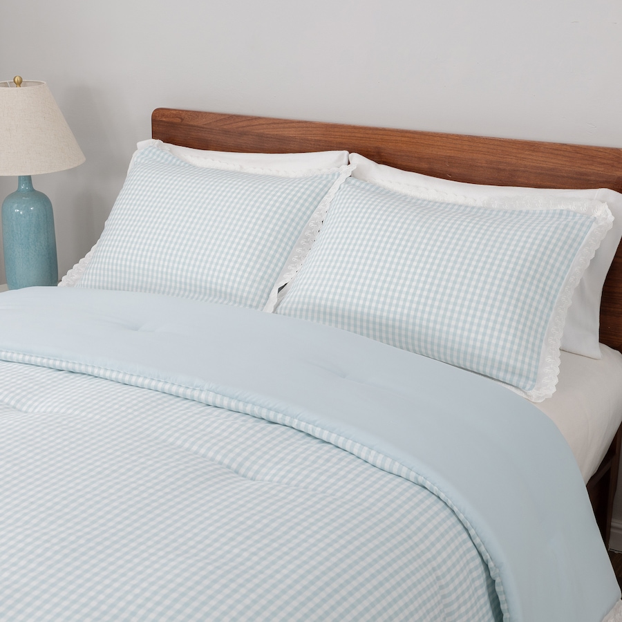 Image 221848_BLU.jpg, Product 221-848 / Price $89.99 - $159.99, Berkshire Lament Gingham Comforter Set with Lace Trim from Berkshire on TSC.ca's Home & Garden department