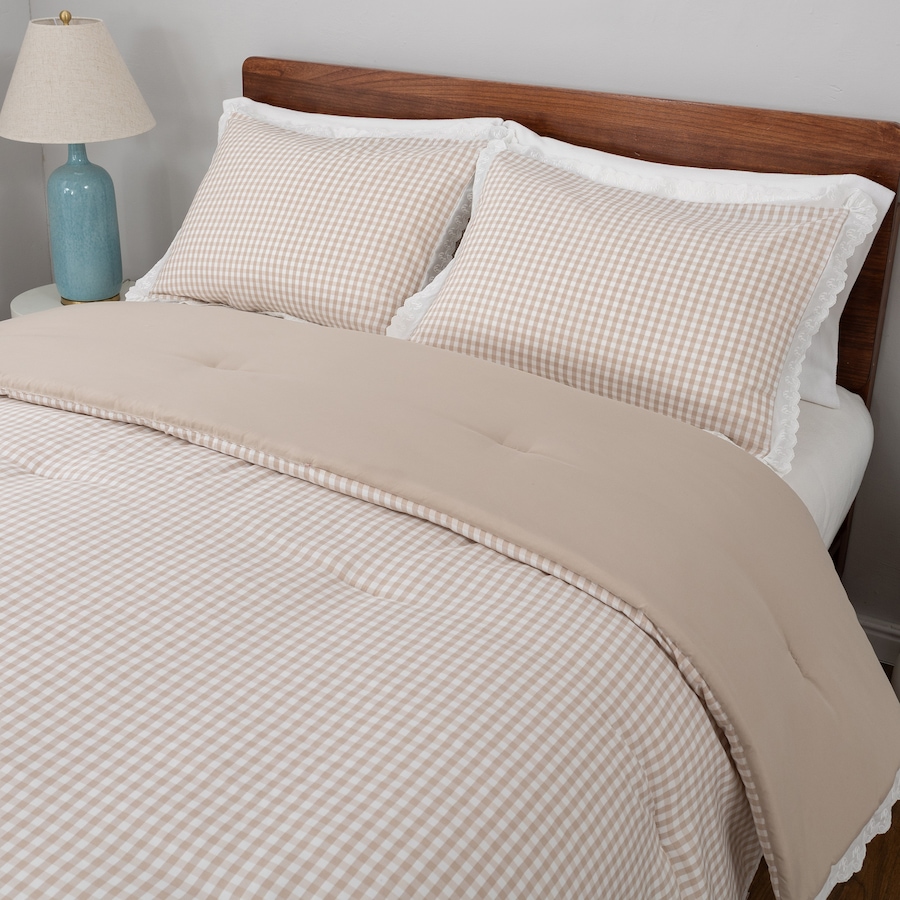 Image 221848_DWD.jpg, Product 221-848 / Price $89.99 - $159.99, Berkshire Lament Gingham Comforter Set with Lace Trim from Berkshire on TSC.ca's Home & Garden department