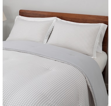 Berkshire Lament Gingham Comforter Set with Lace Trim
