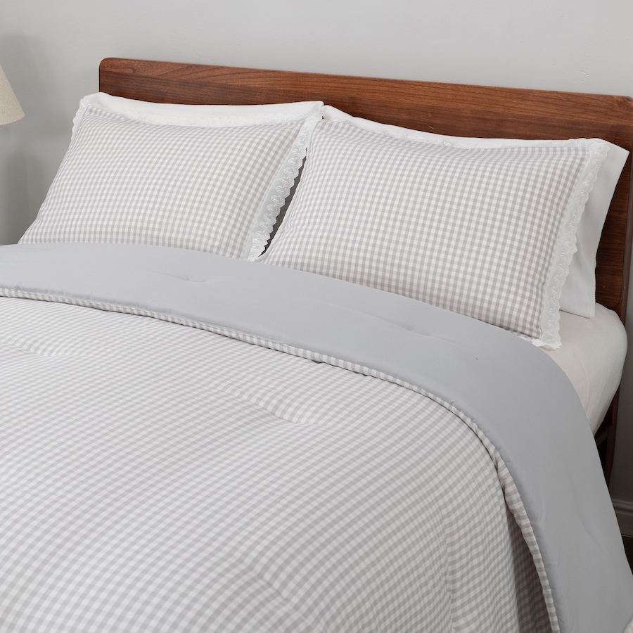 Image 221848_GRY.jpg, Product 221-848 / Price $89.99 - $159.99, Berkshire Lament Gingham Comforter Set with Lace Trim from Berkshire on TSC.ca's Home & Garden department