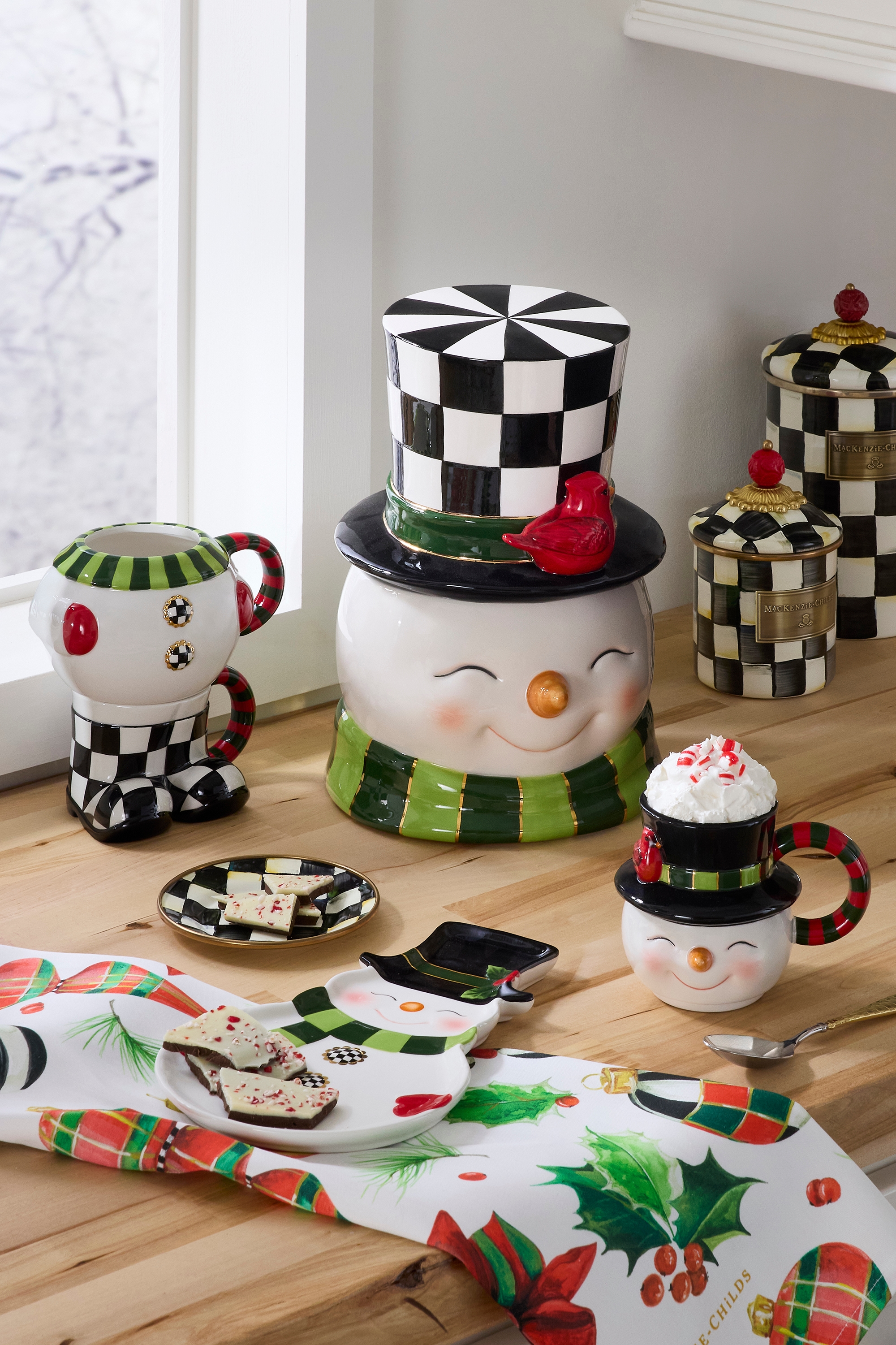 MacKenzie-Childs Cozy Christmas Snowman Cookie Jar - TSC.ca